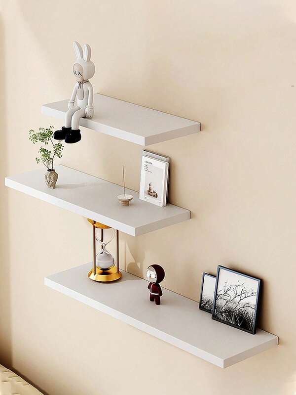 Prateleira flutuante de parede com uma prateleira, 1 unidade, suporte retangular para armazenamento de parede (inclui acessórios)