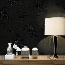 1 rollo de papel tapiz autoadhesivo grueso con diseño de rosas negras para decoración de paredes, sala de estar, comedor y dormitorio. Ideal para uso comercial y residencial. Removible e impermeable. Ideal para muebles, electrodomésticos, cocina y baño. Decoración del hogar, baño y baño. Papel tapiz.