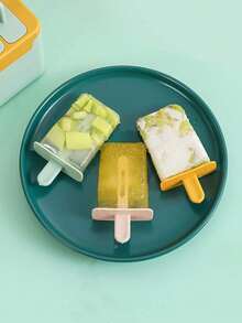 1Pc Homemade 4-Grid Ice Cream Mold, DIY Popsicle Mold, Summer Kitchen Gadget, Freezing Snack And Jelly Making Tool - Multicolor - View 2