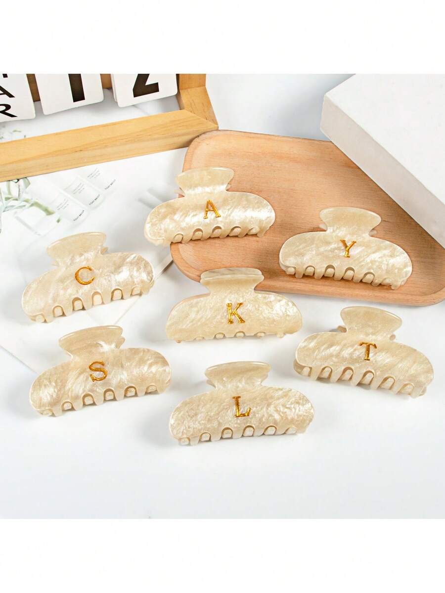 1 chiếc kẹp tóc chữ cái tiếng Anh màu vàng ánh kim lấp lánh bằng acrylic, kẹp tóc chữ cái, phụ kiện tóc, quà tặng kẹp tóc, kẹp hàm, kẹp tóc, kẹp càng cua, phụ kiện tóc mùa thu đông cho nữ, thích hợp cho trang phục đi nghỉ mát, mùa hè, đi biển. - Nhiều màu - Xem 1