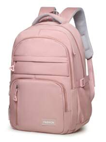 Unisex Fashion Zipper Backpack, Large Capacity, Simple & Elegant Style Suitable For Couples And Campus Commute