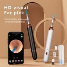 Tinsol Tinsol Nettoyeur d'oreille intelligent Vision d'endurance 130mAh avec caméra 1296P Barre auriculaire Otoscope Endoscope rechargeable USB-C Outil de retrait de cérumen Oreillette Caméra Soins de santé
