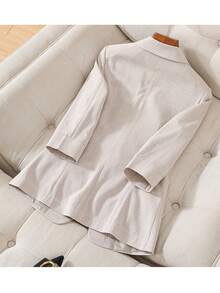 Women's Solid Color Woven Fabric Button Blazer Jacket, Suitable For Holidays, Everyday, Night Dates, Birthdays, Parties, Formal Events, Travels, Tea Gathering In Spring, Summer, Autumn - Apricot - View 2