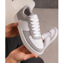 Tênis Feminino Casual BasicAir Estiloso Moderno Urbano Cinza Fashion - Cinza - Visão 5