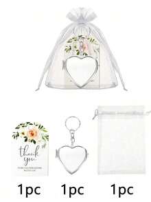 30pcs/15pcs Metal Heart Shaped Mirror Wedding Favor Sets, Includes 5pcs Keychain Mirrors, 5pcs Thank You Cards And 5pcs Organza Bags, Metal Heart Keychains, DIY Mini Makeup Mirrors, Portable Compact Mirrors, Suitable For Birthday Party, Proposal Party, Wedding Favors, Bridal Shower, Baby Shower - Multicolor - View 10