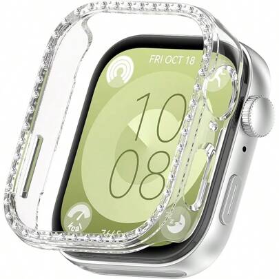 Aplicable Hua wei fit3 con diamantes caja protectora WatchFIT3 esqueleto con incrustaciones de diamantes reloj caso paquete completo membrana todo-en-uno pulsera deportiva inteligente resistente a las caídas resistente al desgaste de alta definición endurecido pantalla de película medio paquete de cáscara suave conjunto