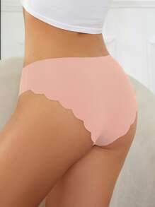 5 piezas de Braguitas de bikini con acabado de puntilla sexy, ropa interior cómoda y transpirable, bragas de unicolor, ropa interior femenina y esenciales de lencería para uso diario
