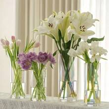 1 pièce Vase cylindrique en acrylique, vase à fleurs transparent de style contemporain pour fleurs fraîches, plantes hydroponiques, décoration de la maison ou du mariage, centre de table de restaurant - durable et incassable