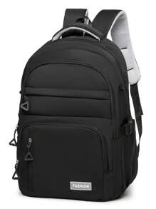 Unisex Fashion Backpack, Large Capacity Zipper Decoration, Minimalist & Stylish Design, Suitable For Couples And Campus Commute