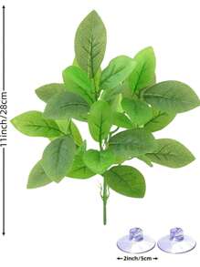 Reptile Plants For Terrariums, Amphibian Habitat Decorations, Artificial Hanging Plants With Suction Cups, Artificial Plants For Gecko Color-Changing Dragon Snake Turtle Tank Accessories