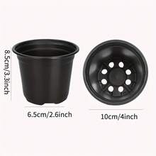 4-Inch (10cm) Small Plastic Flower Pots, 50/100pcs Seedling Starting Pots, Suitable For Indoor And Outdoor Planting, Black - Black - View 3