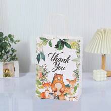 24/1 Set Forest Tiger, Bear, Lion, Leopard Animal Kraft Paper Gift Bags, Birthday Party Favor Bags With Handles