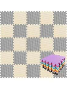 Alfombra de piso entrelazada de EVA con tiras laterales, adecuada para sala de estar, gimnasio, sala de juegos - lavable, duradera, plegable, estera de fitness multifuncional, alfombra de espuma para el piso, decoración del hogar, decoraciones de fiesta, alfombra antideslizante para gatear, decoración de piso del hogar, anti-caída/humedad/impermeable/anti suciedad.