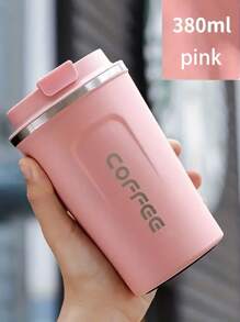 1pc/380ml/510ml Stainless Steel Coffee Cup, Portable Latte Coffee Cup, Travel Mug, Double Layer Stainless Steel Coffee Pot, Iced Tea Cup, Insulated Flat Bottom Cup, Bottle With Anti-Slip Shell, Travel Portable European High-End Latte Cup Suitable For Milk, Coffee, Tea, Juice Back To School