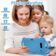 Qetupa 7-Inch Cartoon Android 13 Kids Tablet, A133 Quad-Core 1.6GHz Processor, 2GB RAM + 32GB ROM, 1024*600 IPS Touchscreen, 3000mAh Battery, 0.3MP + 2.0MP Dual Cameras, 2.4G Wi-Fi, Parental Control, Suitable For Education & Gaming, Includes Protective Case - Blue - View 10