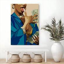 1pc Framed Canvas Poster, Money Display, Luxurious Accessories, Street Art Style Wall Art Canvas Paintings, Ideal Gift For Bedroom Living Room Corridor, Wall Art, Room Decoration - 彩色 - 查看 4