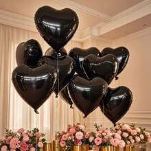 18 piedi Palloncino a forma di cuore in elio nero, 10 pezzi grandi palloncini neri a forma di cuore in lattice, palloncini a forma di cuore neri per uomini, compleanni, lauree, fidanzamenti, San Valentino