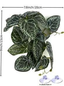 Reptile Plants For Terrariums, Amphibian Habitat Decorations, Artificial Hanging Plants With Suction Cups, Artificial Plants For Gecko Color-Changing Dragon Snake Turtle Tank Accessories