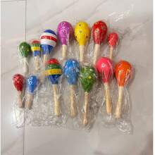 1/2/3/4/5/8PCS Wood Maracas ,Wooden Festival Maracas Toys Random Pattern - Multicolor - View 8