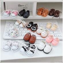 3.8cm Doll Miniature PU Leather Fabric Shoes, 22cm Jointed Doll Parts And Accessories Shoes (Shoes Only)