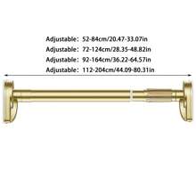 Barra de tensión ajustable de oro - Material de acero inoxidable, tapas de plástico en los extremos, instalación sin taladrar, adecuada para cortinas de ducha, cortinas, almacenamiento de ropa y tendedero de balcón, disponible en múltiples tamaños