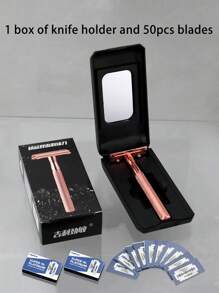 1pc Manual Strap Box Razor Metal Double-Sided Razor Manual Shaver Razor Holder ,Hair Products And Accessories For Barber Salon Beauty Travel Essentials