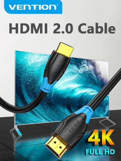 VENTION 4K HDMI Cable,HDMI 2.0 Ultra HD Cord,HDMI -A To HDMI-A Port Cable Ore Than 12m Supports 1080P 18Gbps High Speed 3D ARC PVC Material Compatible With Computer, Laptop, HDTV, Monitor, PC