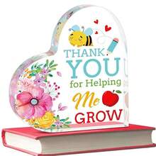 Thank You For Helping Me Grow-1pc Heart Acrylic Plaque,Teacher's Day Gift For Teacher,Appreciation Gift For Friends,Appreciation Gift For Men,Appreciation Gift For Professor, Tutor,Teacher Birthday Gift For Teachers, Professor,Christmas Gift For Teacher, Art Craft Ornament Gift,Keepsake - Transparent - View 2