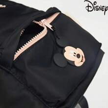 Disney 1pc Mickey Mouse Lightweight Black Nylon Backpack, Polyester Lining + Front Zip Pocket, Versatile Commute/School Accessory School Supplies, Back To School