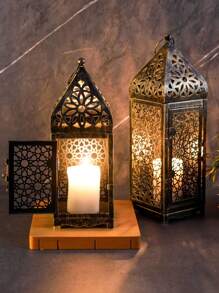 فانوس معدني على الطراز الأنيق والقديم، فانوس معدني على الطراز المغربي - حامل شمعة ديكوري إبداعي للطاولة، ديكور منزلي بموضوع العائلة، زينة حائطية احتفالية للكريسماس وهالوين والديوالي وعيد الشكر، مناسب للاستخدام الداخلي والخارجي، الشمعة غير متضمنة