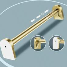 Barra de tensión ajustable de oro - Material de acero inoxidable, tapas de plástico en los extremos, instalación sin taladrar, adecuada para cortinas de ducha, cortinas, almacenamiento de ropa y tendedero de balcón, disponible en múltiples tamaños