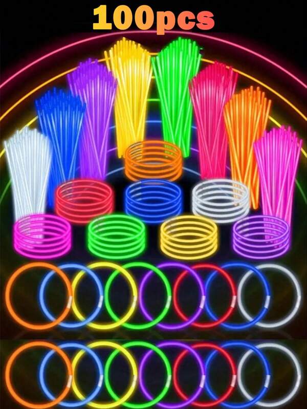 100 Stücke 8-Zoll-Party-Leuchtstäbe, superhelle Leuchtstäbe, Partydekorationen, können 10 bis 12 Stunden im Dunkeln leuchten, können zum Selbermachen von Armbändern, Halsketten usw. verwendet werden, geeignet für Partys, Partys, Bars, Geburtstage, Festivals, Nachtclubs, Spielzeug, Leuchtpartyzubehör, Partybeleuchtungszubehör, Hochzeitspartyzubehör, Geburtstagsgeschenke, Geschenkempfehlungen, Neonparty, Partyspielzeug.