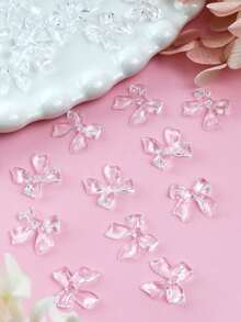 30 piezas de decoraciones de uñas con lazos de cinta transparente, diseño transparente, adecuado para suministros de arte de uñas DIY para mujeres, decoración de salón, gemas para uñas - transparente - Ver 5