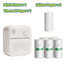 LAIBEAR Mini imprimante à stickers thermique, imprimante à stickers portable sans encre, imprimante de poche à découpe libre, mini imprimante photo, imprimante photo noir et blanc, imprimante de poche efficace et rapide, imprimante sans encre pour les notes d'étude, les photos, le DIY, les étiquettes, capturer les beaux moments, rentrée scolaire