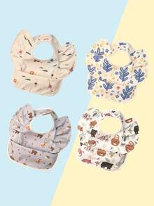 Babador infantil à prova d'água com estampa de leopardo franzida, moderno e divertido, adequado para brincadeiras e refeições desorganizadas, fácil de limpar e com design durável, ótimo para presente de Halloween, Natal e Ano Novo - Multicolorido - Ver 7