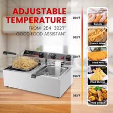 12L Liters, Electric Fryer, Double Tank, Stainless Steel, Fire Wok -