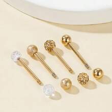 4 Pairs Stainless Steel Assorted Stud Earrings Set For Women