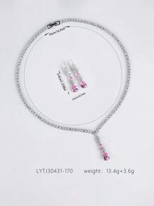 3pcs/Set Women's Fashion Bridal Wedding Jewelry Set, Necklace Earrings Combination, Glittering & Luxury Ladies Fashion Accessory Set, Summer Jewelry Set, Western Ball Jewelry, Holiday Gift (Multiple Colors Available)