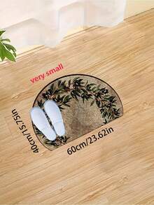 1pc Luxury Semi-Circle Entrance Mat, Full Star-Shaped Bottom, Botanical Pattern, Semi-Circle Indoor Welcome Mat - 100% Polyester Crystal Velvet, Dust-Proof, Scratch-Resistant, Bright Mosaic Pattern, Suitable For Indoor Decor - Yellow - View 16