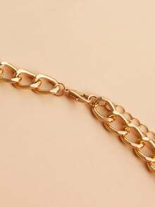 1pc Ladies' Bikini Sexy Body Chain Waist Accessory, Hot Girl Waist Chain Rhinestone Wave Shape - Gold - View 9