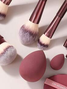 12-In-1 Makeup Brush & Sponge Kit | 3 Dual-Ended Brushes + 3 Eye & 2 Blush Tools + Makeup Sponge & Puffs For Flawless Base - Multicolor - View 3