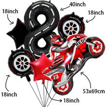 Jeu de ballons numérotés de 1 à 9 pour voitures de course, ballons en aluminium pour motos pour anniversaire, décoration de fête de course de vélo tout-terrain