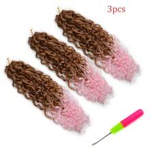3Pcs Jessica Synthetic Hair Deep Wave Twist Crochet Hair Braid Afro Curl Ombre Blonde Pink Deep Wavy Braiding Hair Extension ForWomen - Multicolor - View 22