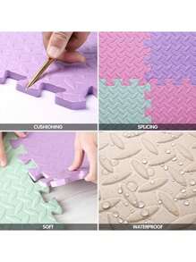 Alfombra de piso entrelazada de EVA con tiras laterales, adecuada para sala de estar, gimnasio, sala de juegos - lavable, duradera, plegable, estera de fitness multifuncional, alfombra de espuma para el piso, decoración del hogar, decoraciones de fiesta, alfombra antideslizante para gatear, decoración de piso del hogar, anti-caída/humedad/impermeable/anti suciedad.