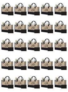 1/2 pezzi Borsa shopping tela con stampa lettere iniziali dalla A alla Z, con borsa portaoggetti cosmetici inclusa, borsa personalizzata, grande capacità, adatto per matrimoni, compleanni, spiaggia, vacanze, scuola, ottimo regalo per donne, mamme, insegnanti, amiche, damigelle d'onore, studenti, borsa grande. Borsa casual capiente e portatile, adatta per lo shopping multifunzionale