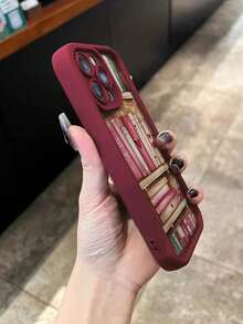 Funda para teléfono color burdeos con estampado floral de acuarela en relieve, suave y compatible con phone 6/15/12 Pro Max/P13 Pro Max/P14 Pro Max/P13/P14/P11/P12/P14, XS/S/XS Max. Funda protectora gruesa, linda y moderna (1 unidad) - Multicolor 5 - Ver 4