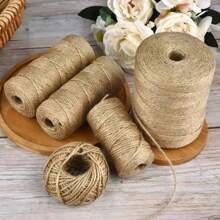 2mm 200M/100M Natural Vintage Jute Rope Twine Roll Yarn Sewing Crafts Jute Cord Thread Wedding Gift Wrap Ribbon Bows Handmade DIY Party Christmas Decoration