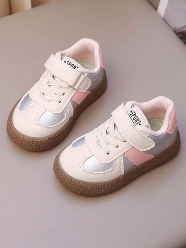 1 par de zapatos suaves para bebé unisex con diseño de y bloque de color, calzado deportivo casual cómodo, antideslizante, para todas las estaciones