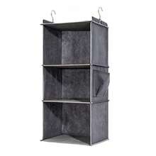 1pc 3/4/5/6-Tier Closet Hanging Rack, Beige Suspended Clothes Storage Organizer With Pocket, Grey/Black Color Options