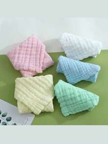 1 套（5 件）婴儿毛巾、柔软面巾、婴儿浴巾、喂奶巾、围兜、拍嗝巾、手帕、婴儿沐浴礼品 - 卡通图案 - 彩色 - 查看 15